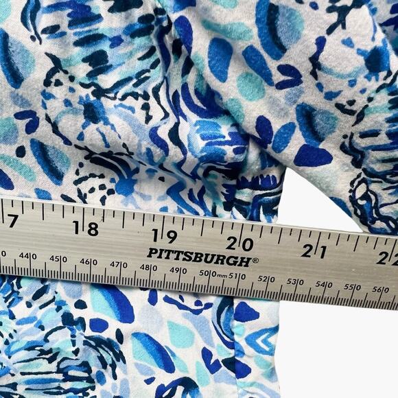 Lilly Pulitzer Willa Flounce‎ Sleeves Top Blue Women’s Size Small - Picture 9 of 9